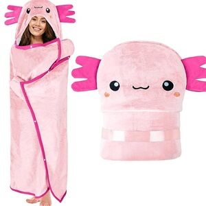 Happy fuel Cute Pink Hooded  Blanket